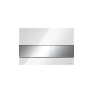 TECE SQUARE wc-bedieningsplaat van glas voor duospoeltechniek | GLANZEND WIT MET CHROOM - Afbeelding 1