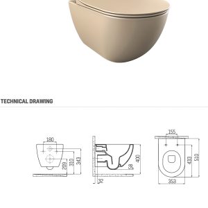 Wc randloos met bidet | Mat cappucino - Afbeelding 2