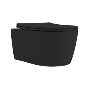 Wc randloos zonder bidet | LONI | Mat zwart inclusief zitting - Afbeelding 1