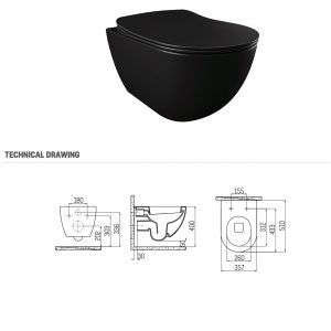 Wc randloos zonder bidet | Mat zwart - Afbeelding 2