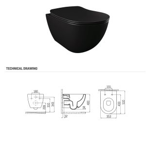 Wc randloos met bidet | Mat antraciet - Afbeelding 2