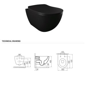 Wc randloos met bidet | Mat zwart - Afbeelding 2